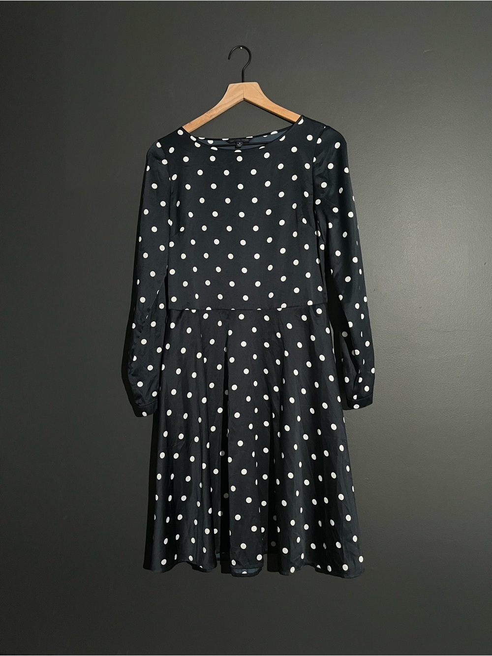 346 Brooks Brothers Navy White Satin Polka Dot Fit Flare Dress - Size 4